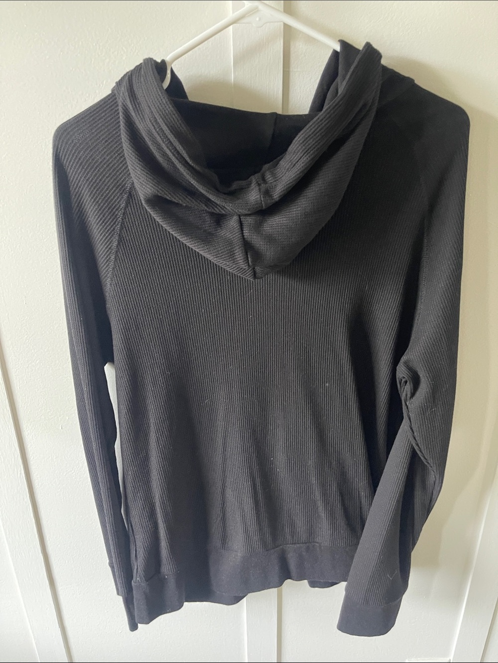 Women’s Black Zip-Up Hoodie Jacket - light weight waffle material - Picture 4 of 4